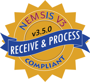 A badge from the National EMS Information System (NEMSIS) certifying that the associated software is compliant with NEMSIS v3.5.0 standards for receiving and processing data.